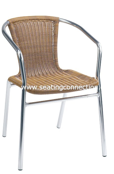 Ganda Seating 629 Newport Aluminum Teak Outdoor Stacking Restaurant Chairs