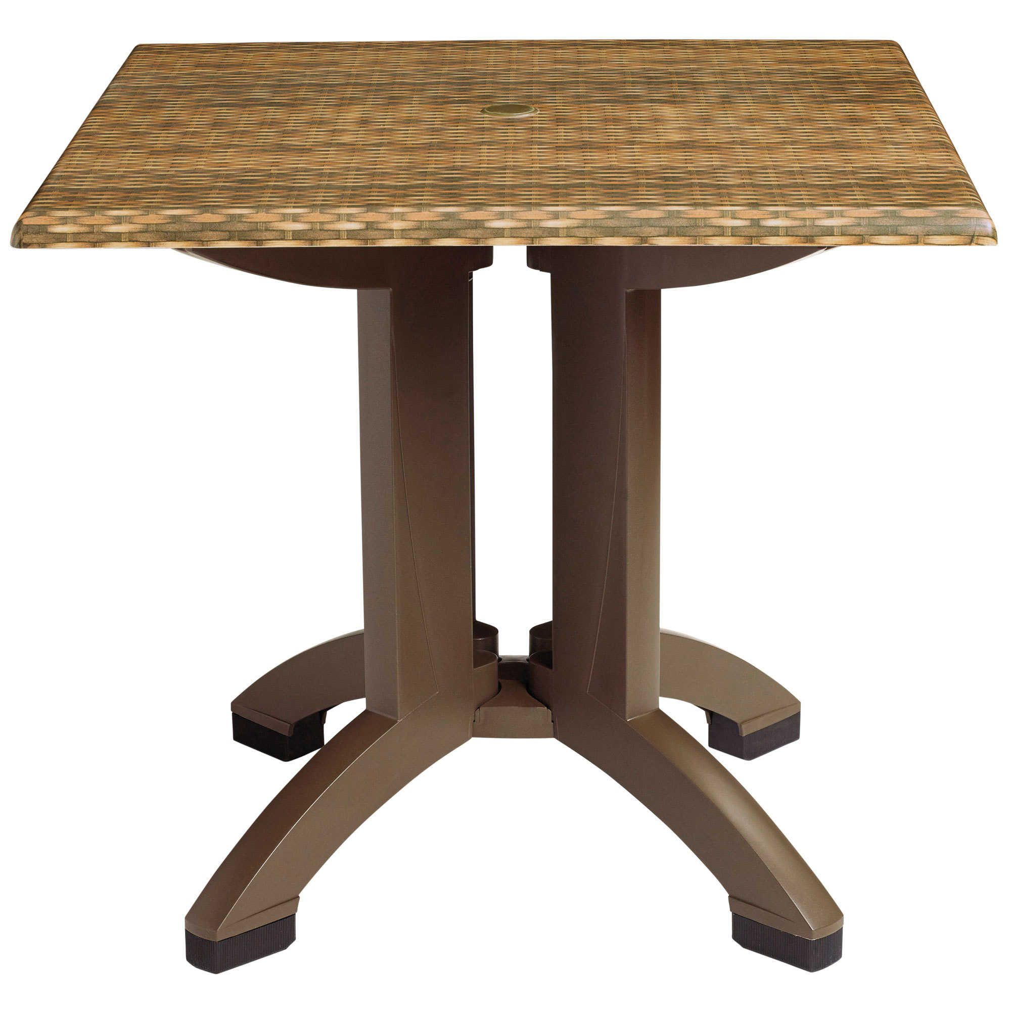 Grosfillex Sumatra Wicker Pedestal Outdoor Table with ...